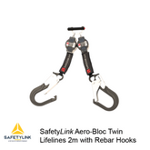 Safetylink AERO BLOC 2m Twin Self Retracting Lifeline -Rebar Hook (AEROBLOC2M-RH-X2)
